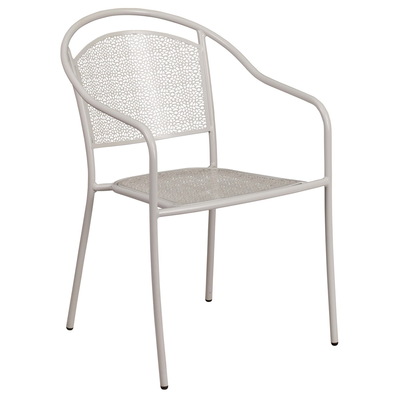 Emma and Oliver Commercial Grade Colorful Metal Patio Arm Chair with Round Back